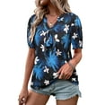thumbnail image 1 of ZXSXSY Blouses for Women Hawaiian Shirts Tropical Floral Printed Bow Tie V Neck Short Sleeve Casual Tunic Tops, 1 of 8