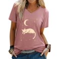 thumbnail image 1 of ZXSXSY Cute Cat Shirts for Women Graphic Tee V Neck Short Sleeve T-Shirts, 1 of 7