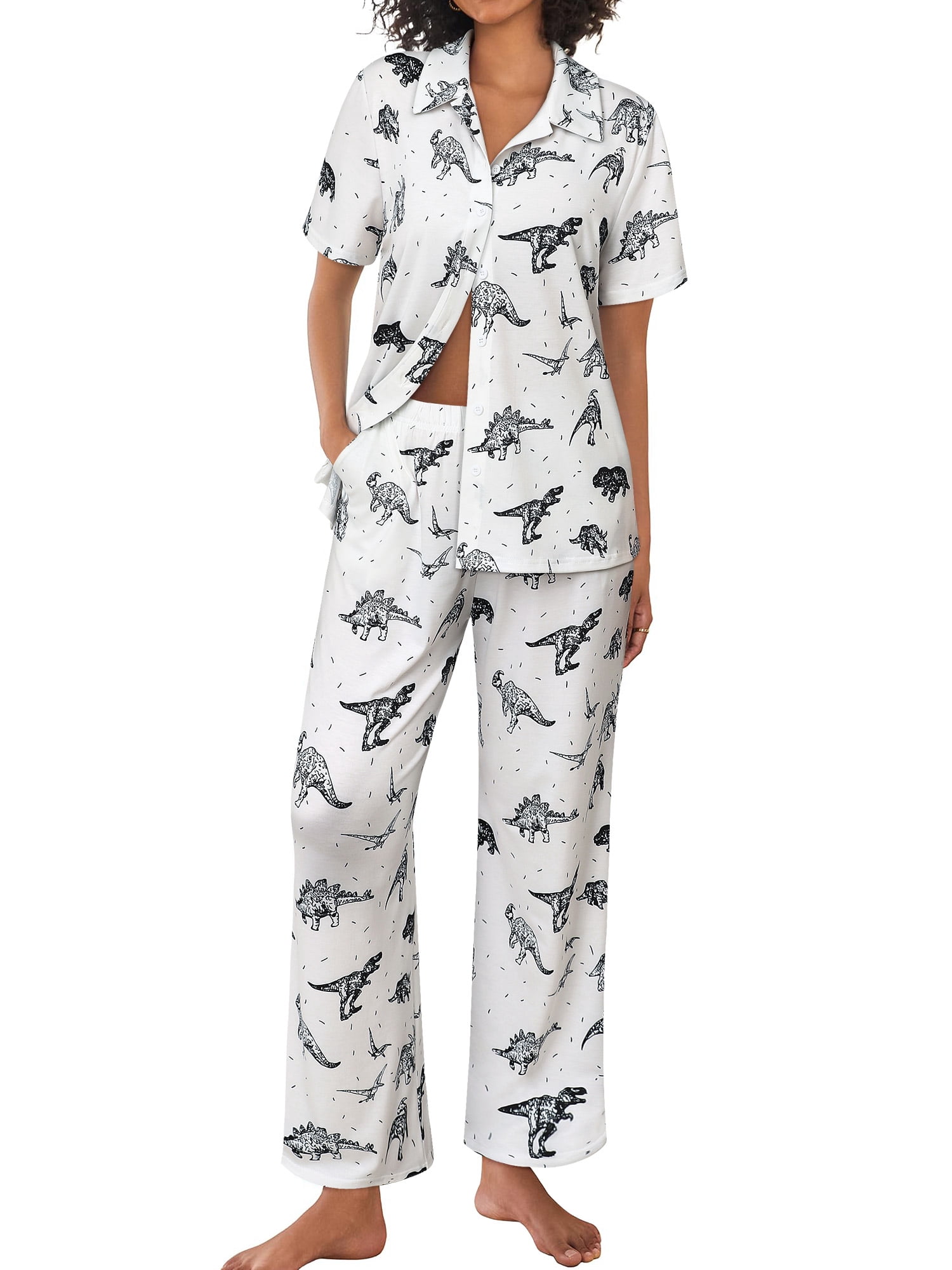 色々セット ZXSXSY Cute Pajamas for Women Soft Sleepwear Short Sleeve Button
