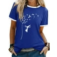 thumbnail image 1 of ZXSXSY Graphic Tees Women Cute Birds Dandelion Print Crew Neck Short Sleeve T-Shirts, 1 of 3