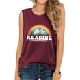thumbnail image 1 of ZXSXSY Reading Tank Tops for Women Cute Book Lover Teacher T-Shirts Rainbow Sleeveless Tee Tops, 1 of 7