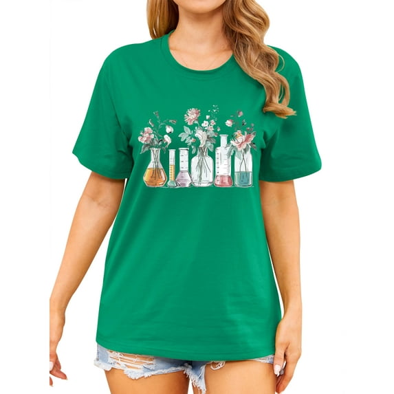 ZXSXSY Shirts for Women Summer Flower Graphic Tees Cute Garden Plant Lover Tshirts Tops