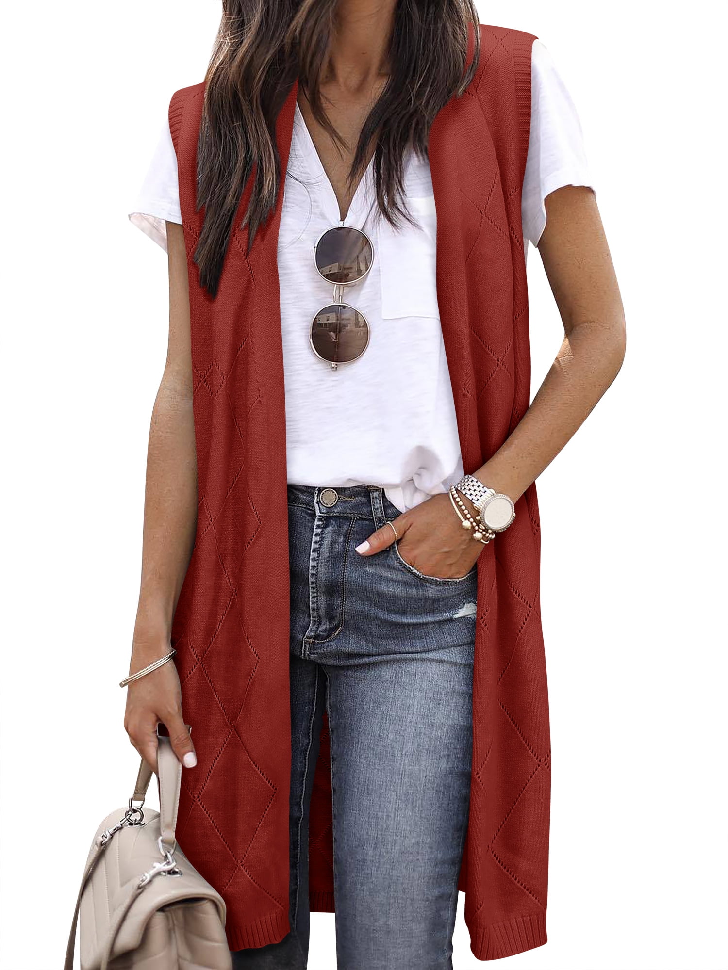 【Sobaq】WEST HD Cardigan ZXSXSY Sleeveless Cardigans for Women Trendy Open Front
