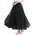 thumbnail image 1 of ZXSXSY Women Chiffon Solid Color Retro Long Skirt Dress, 1 of 1