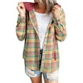 thumbnail image 1 of ZXSXSY Women Christmas Plaid Patchwork Single-Breasted Drawstring Hooded Outwear Coat, 1 of 7