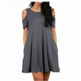 thumbnail image 1 of ZXSXSY Women Cold Shoulder Solid Color Party Dress with Pocket, 1 of 4