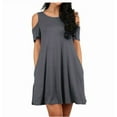 thumbnail image 1 of ZXSXSY Women Cold Shoulder Solid Color Party Dress with Pocket, 1 of 3