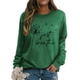 thumbnail image 1 of ZXSXSY Women Dandelion Just Breathe Letter Printed Crew Neck Long Sleeves Pullover, 1 of 7
