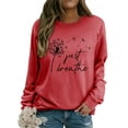 thumbnail image 1 of ZXSXSY Women Dandelion Just Breathe Letter Printed Crew Neck Long Sleeves Pullover, 1 of 7