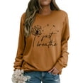 thumbnail image 1 of ZXSXSY Women Dandelion Just Breathe Letter Printed Crew Neck Long Sleeves Pullover, 1 of 7
