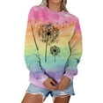 thumbnail image 1 of ZXSXSY Women Dandelion Printed Crew Neck Long Sleeve Dip-Dyed Pullover, 1 of 9