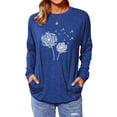 thumbnail image 1 of ZXSXSY Women Dandelion Printed Crew Neck Long Sleeves Shirt with Pocket, 1 of 6