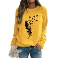 thumbnail image 1 of ZXSXSY Women Feather Birds Printing Graphic Pullover Long Sleeve Crew Neck Sweatshirt, 1 of 6