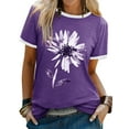 thumbnail image 1 of ZXSXSY Women Floral Printed Round Neck Short Sleeves Top, 1 of 6