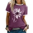thumbnail image 1 of ZXSXSY Women Floral Printed Round Neck Short Sleeves Top, 1 of 6