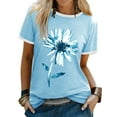 thumbnail image 1 of ZXSXSY Women Floral Printed Round Neck Short Sleeves Top, 1 of 6