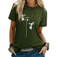 thumbnail image 1 of ZXSXSY Graphic Tees Women Cute Dandelion and Birds Print Crew Neck Short Sleeve T-Shirts, 1 of 4