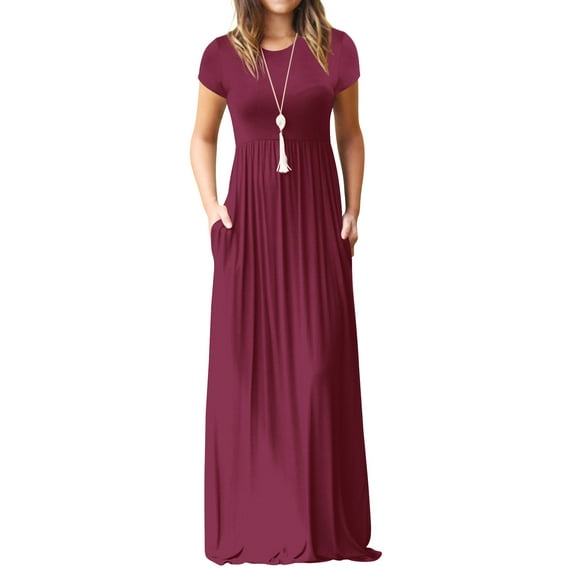 ZXSXSY Women Short Sleeve Tank Top Long Dress Beach Maxi Dresses