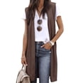 thumbnail image 1 of ZXSXSY Sleeveless Cardigans for Women Trendy Open Front Sweater Duster Long Vest, 1 of 8