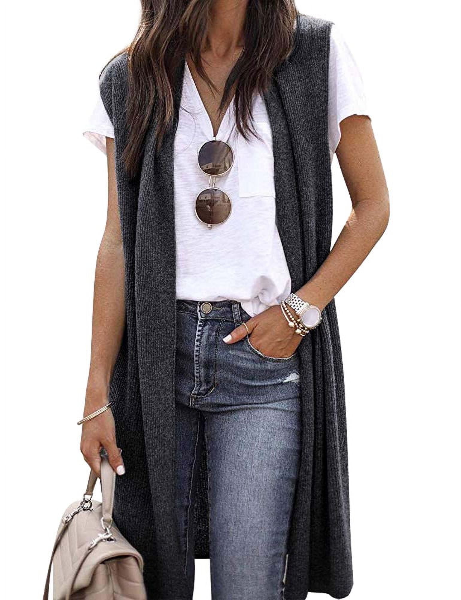 ZX Women Solid Color Sleeveless Long Vest Cardigan Barbados | Ubuy