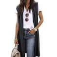 thumbnail image 1 of ZXSXSY Women Solid Color Sleeveless Long Vest Cardigan, 1 of 7