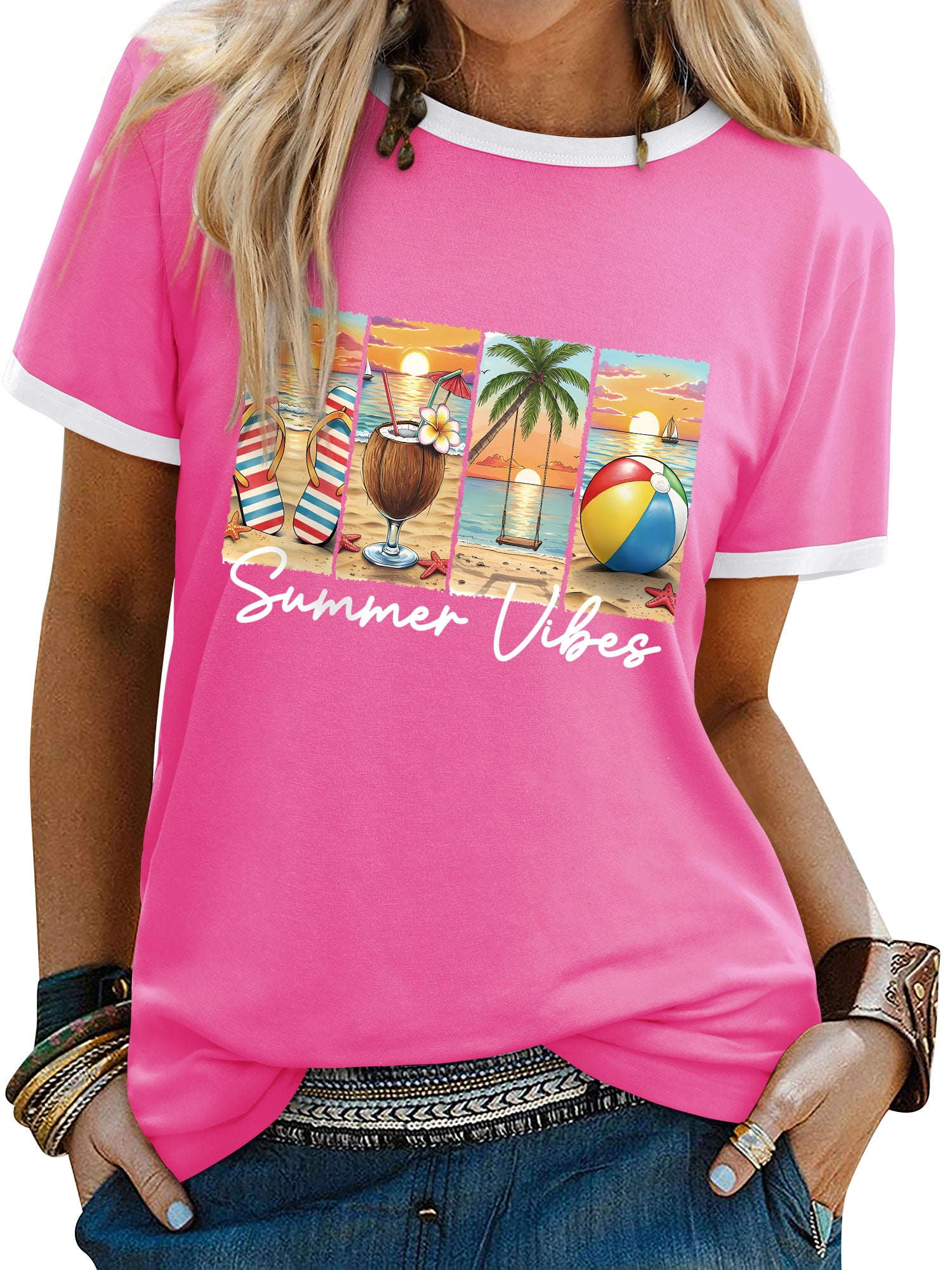 ZX Graphic Tees Women Summer Vibes Shirts Beach Panama | Ubuy