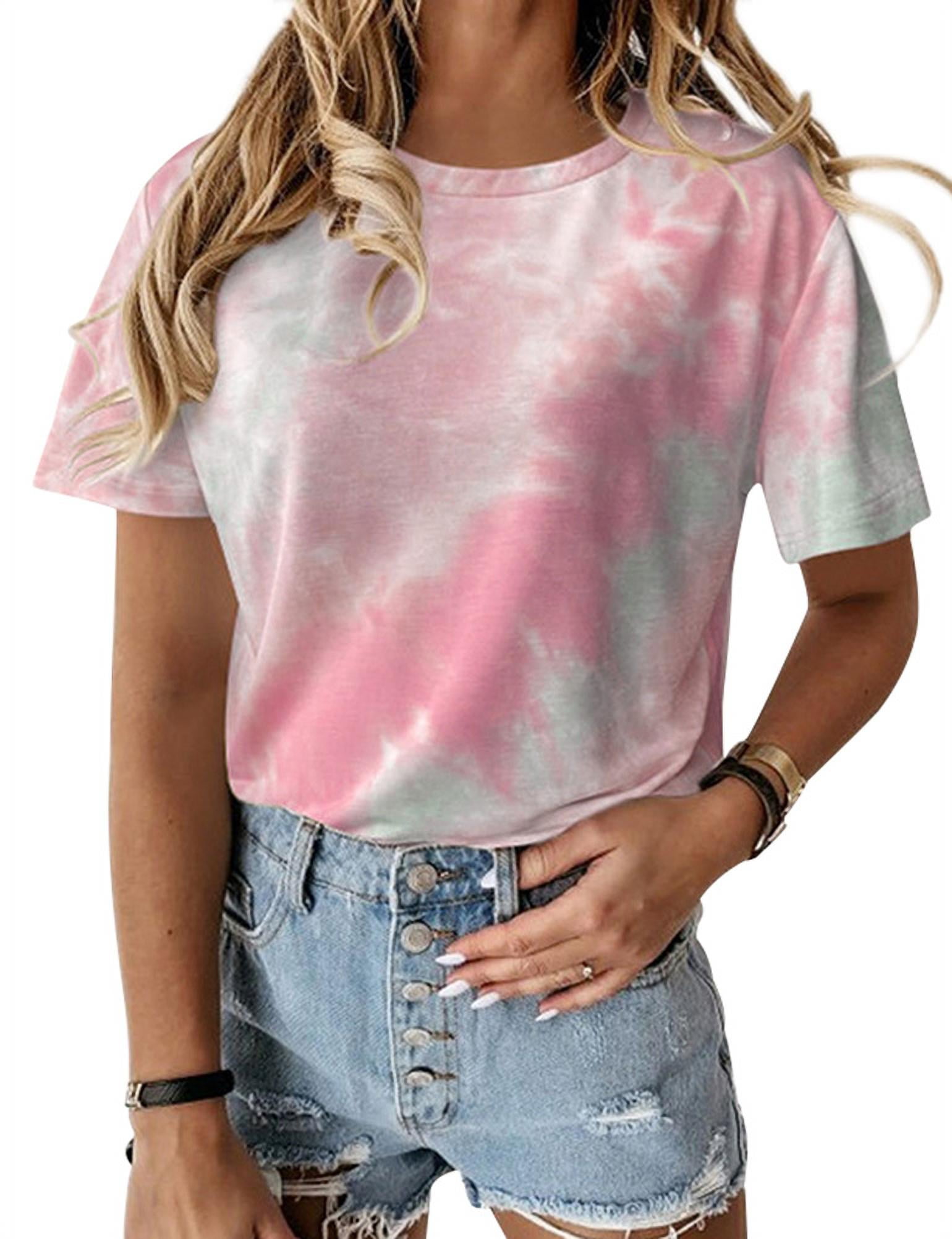 ZX Women Tie-dye Printed Short Sleeves Color Block Jamaica | Ubuy