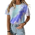 thumbnail image 1 of ZXSXSY Women Tie-dye Printed Short Sleeves Color Block Top, 1 of 2