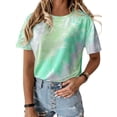 thumbnail image 1 of ZXSXSY Women Tie-dye Printed Short Sleeves Color Block Top, 1 of 2