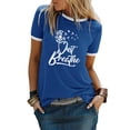 thumbnail image 1 of ZXSXSY Women's Contrast Trim Just Breathe Dandelion Graphic Round Neck Short Sleeve T Shirt, 1 of 7