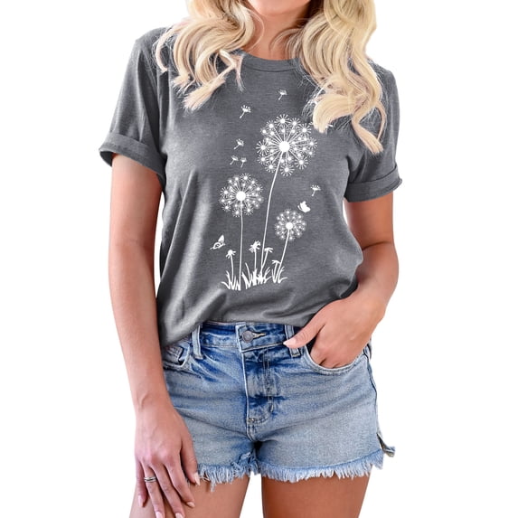 ZXSXSY Women's Floral Print Graphic Tee Crew Neck Short Sleeve T-Shirt