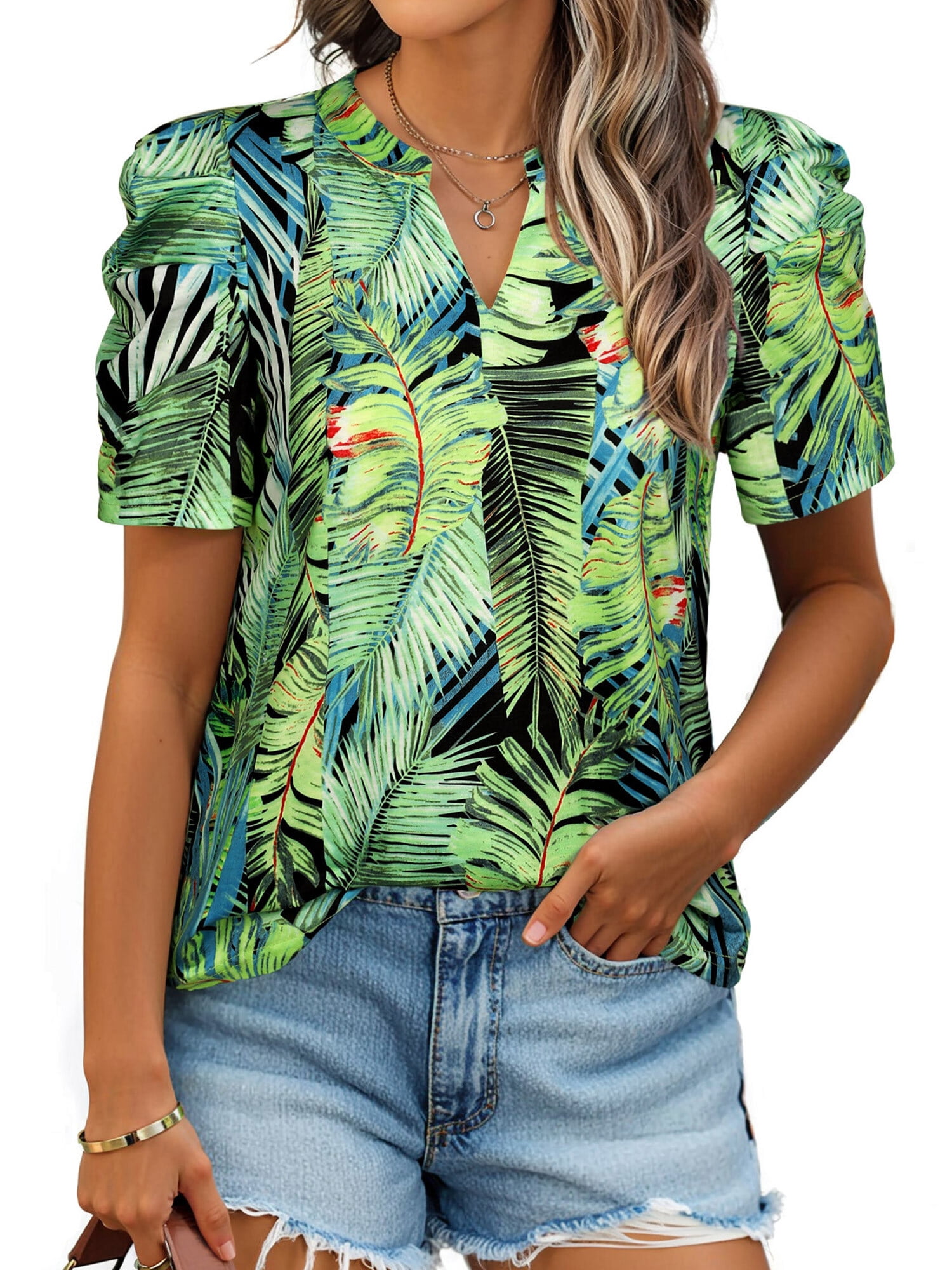 ZXSXSY Dressy Blouses for Women Hawaiian Shirts Tropical