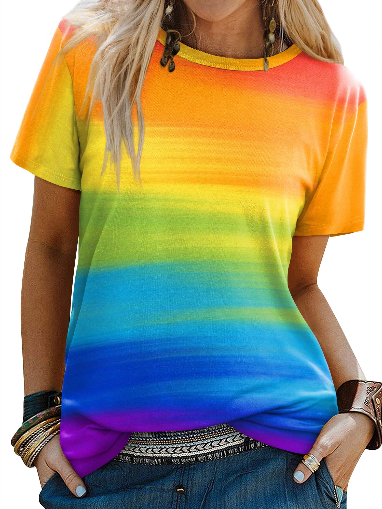 ZXSXSY Women's Graphic Tee Tie Dye Crewneck Short Sleeve T Shirt