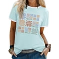 thumbnail image 1 of ZXSXSY Women's Graphic Tees Floral Print Tops Color Block Crew Neck Short Sleeve Casual T-Shirts, 1 of 7