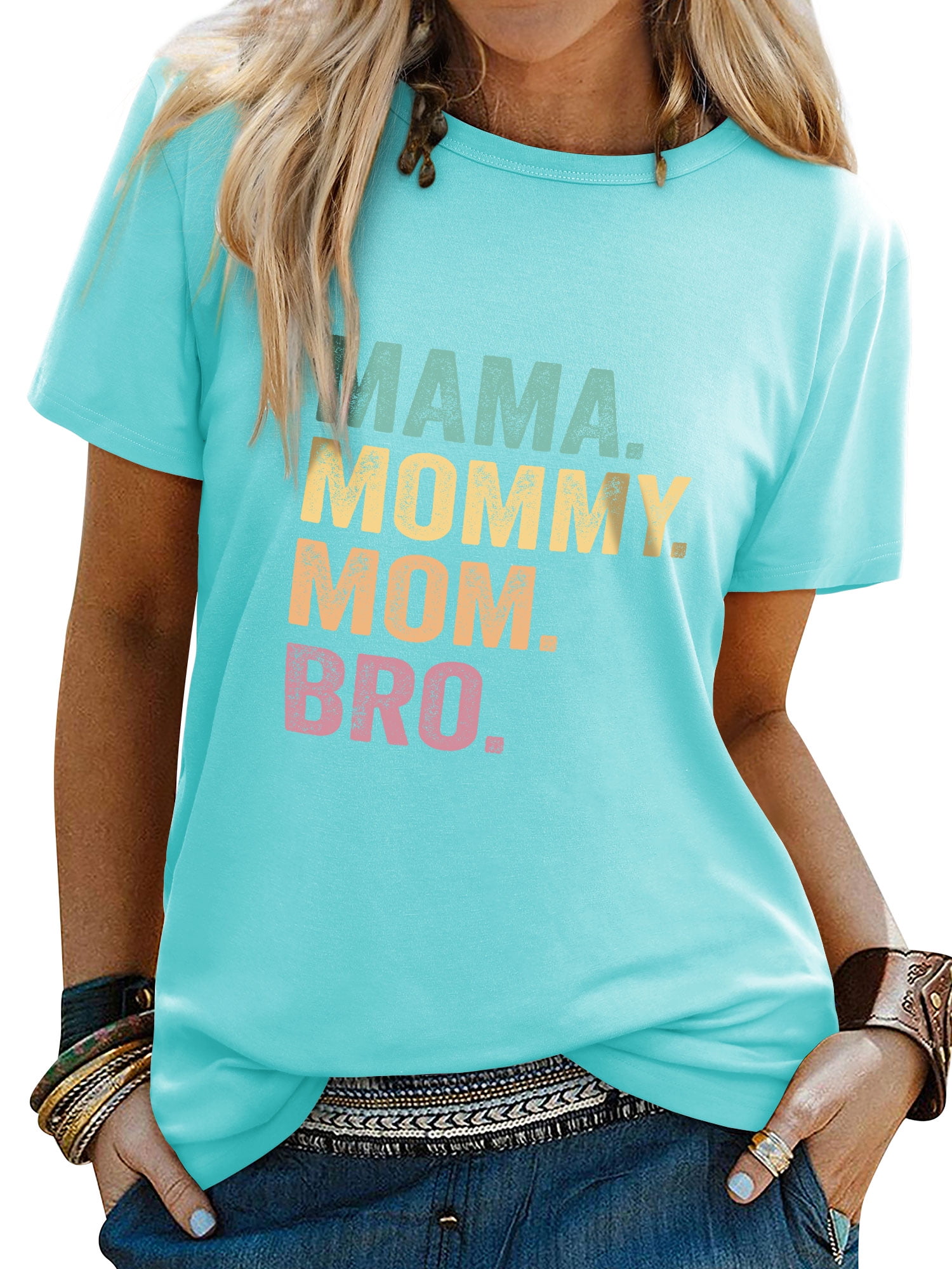 ZXSXSY Women's Graphic Tees Mother's Day Mama Letter Print Tops