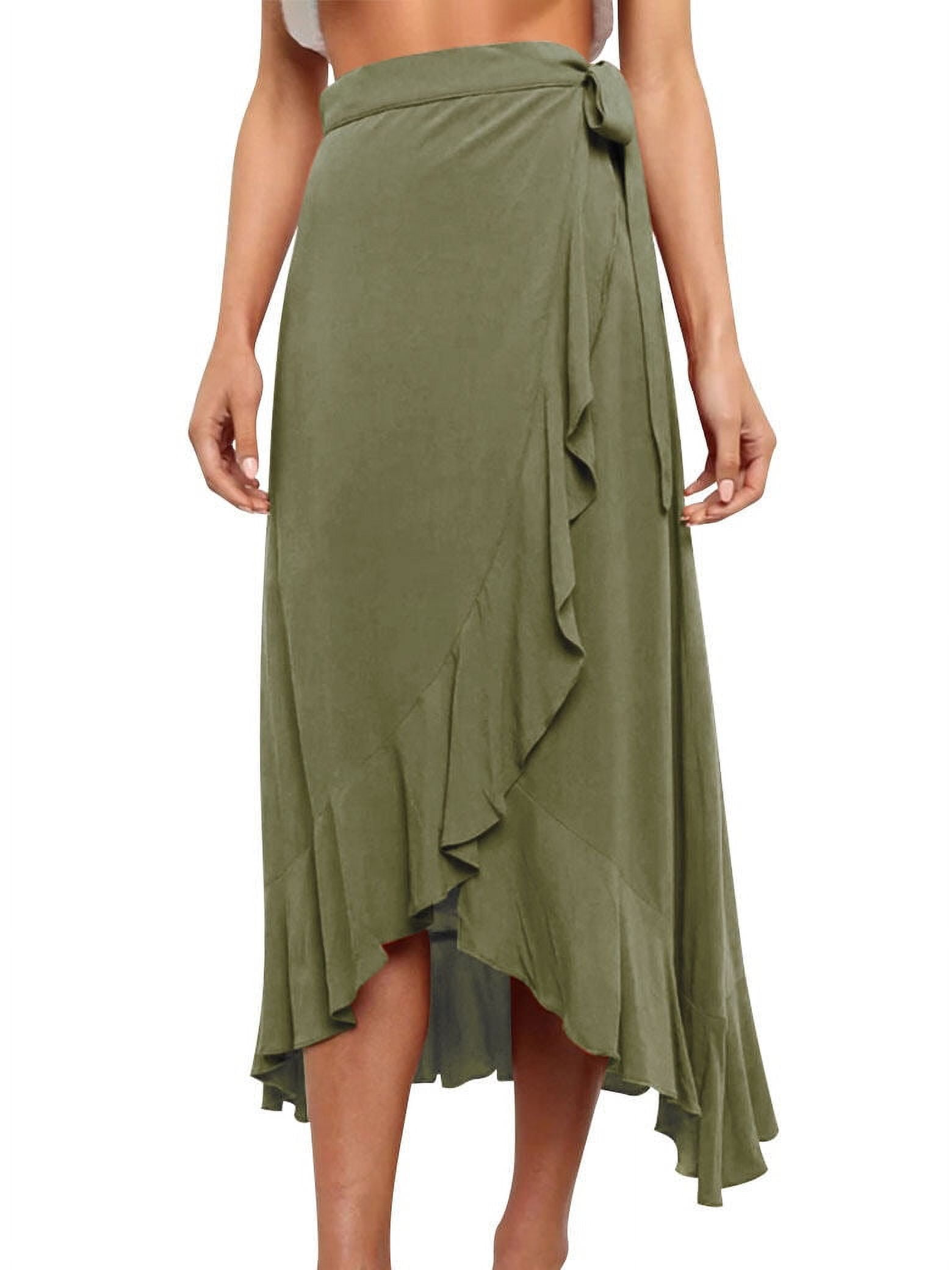 激安挑戦!! Flowy Waist High Women's ZXSXSY Irregular Midi Up Lace Hem Clothing