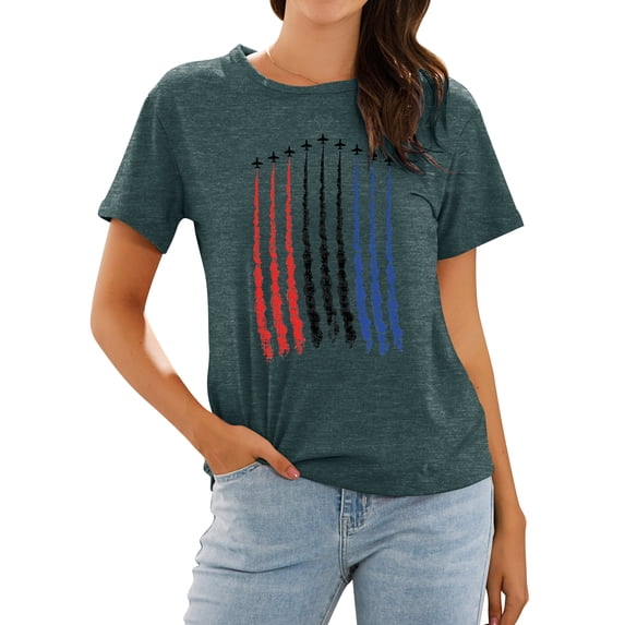 ZXSXSY Women's Independence Day Tee Short Sleeve Graphic T-Shirt