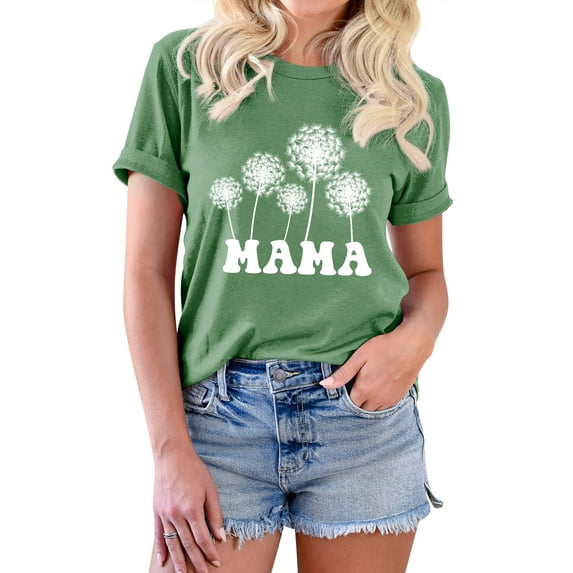 ZXSXSY Women's Mother's Day Dandelion Graphic Tee Crew Neck Short Sleeve T-Shirts