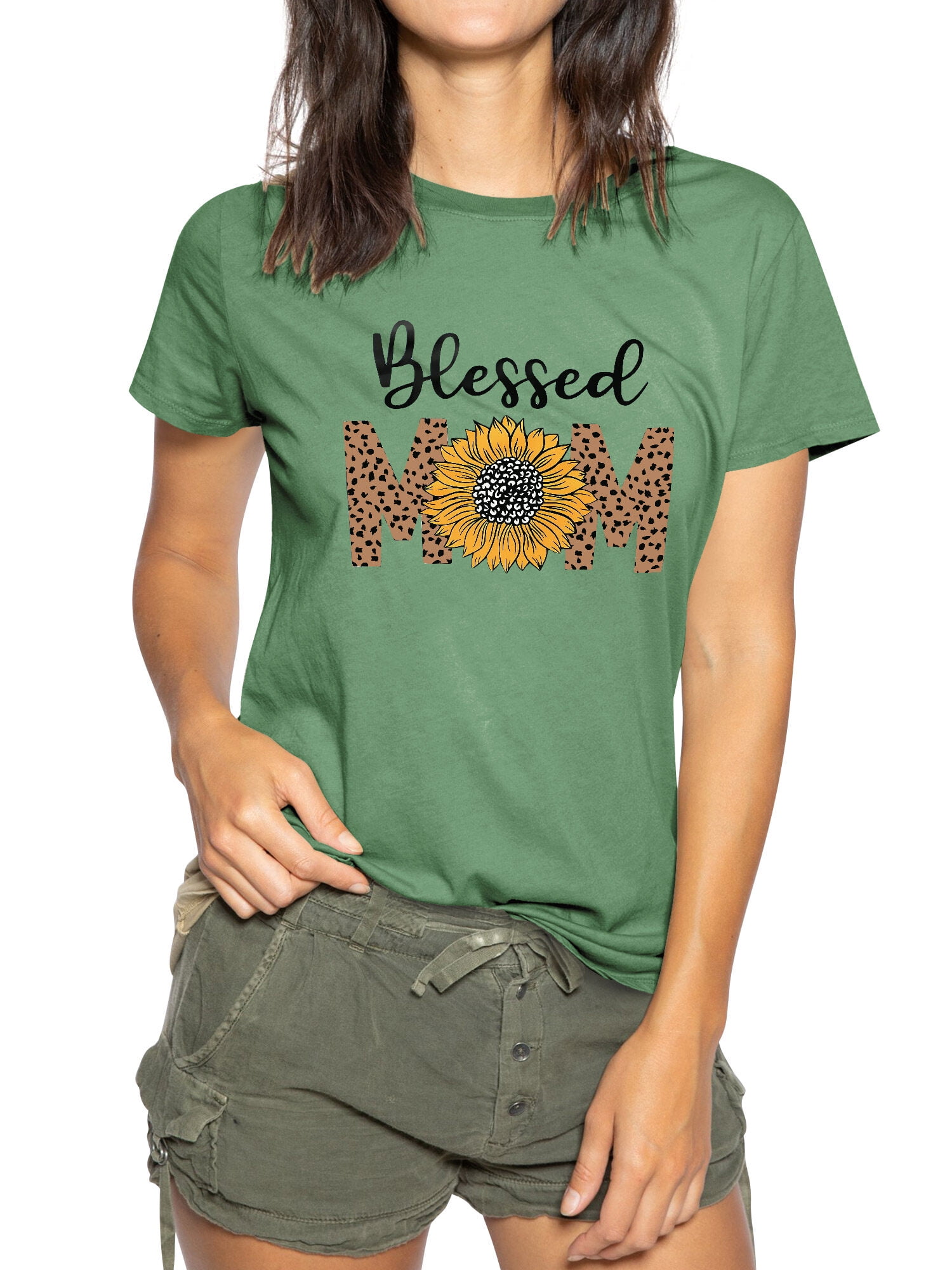 ZXSXSY Women's Mother's Day Graphic Tee Blessed Mom Letter Print