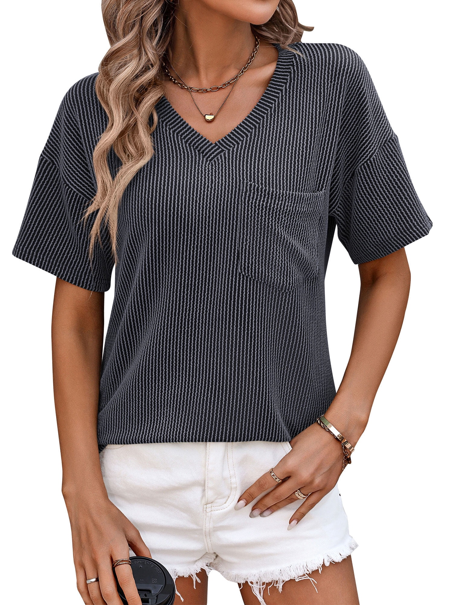 Women's Morada Everyday Short Sleeve V-Neck T-Shirt | White
