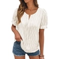 thumbnail image 1 of ZXSXSY Women's Textured Ruffle Short Sleeve Solid Color Dressy Blouse, 1 of 5