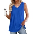 thumbnail image 1 of ZXSXSY Women's V-Neck Pleated Sleeveless Solid Color Tank Top, 1 of 5