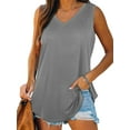 thumbnail image 1 of ZXSXSY Women's V-Neck Sleeveless Solid Color Casual Tank Top, 1 of 5