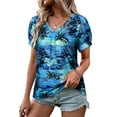 thumbnail image 1 of ZXSXSY Womens Hawaiian Shirt Floral Print V Neck Short Sleeve Tops, 1 of 8