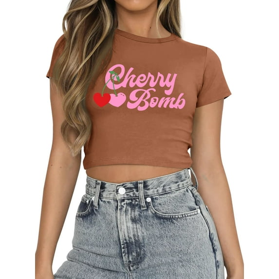 ZXSXSY Womens Short Sleeve Graphic Crop Tops Vintage Tees Summer Cute T Shirts