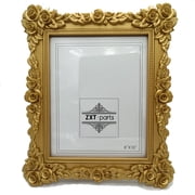 ZXT-parts 8x10 Picture Frame Flower Edge Frame. Resin Handmade Photo Frame. Glass Panel. European Style.Golden Flower.Gold.