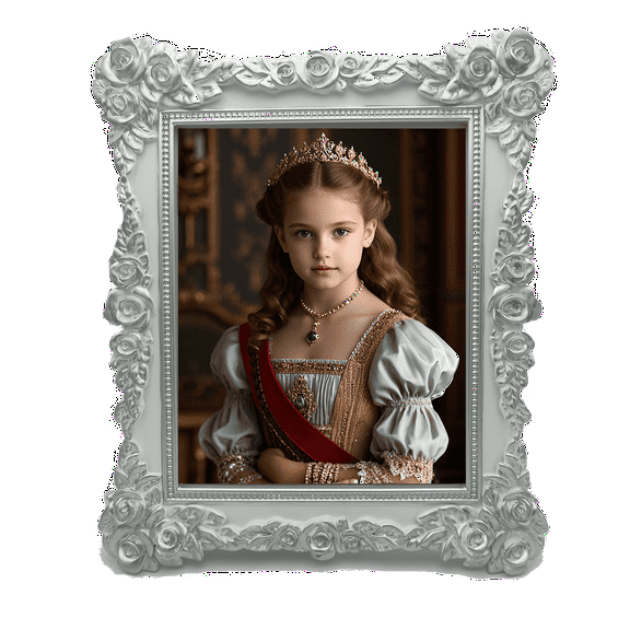 ZXT-parts 8x10 Picture Frame Flower Edge Frame. Glass Panel. Resin Handmade Photo Frame. European Style.White Background Silver Flower.