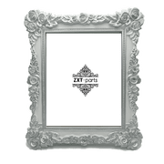 ZXT-parts 8x10 Picture Frame Flower Edge Frame. Glass Panel. Resin Handmade Photo Frame. European Style.White Background Silver Flower.