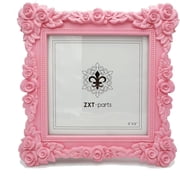 ZXT-parts 8x8 Picture Frame Flower Edge Frame. Resin Handmade Photo Frame. Glass Panel. European Style.Pink.