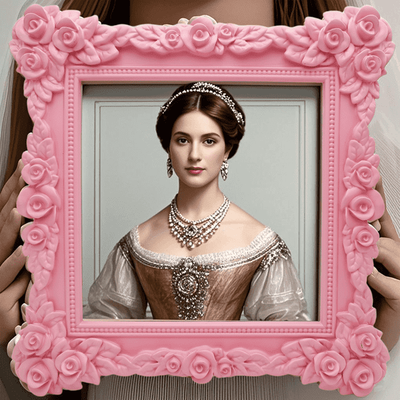 ZXT-parts 8x8 Picture Frame Flower Edge Frame. Resin Handmade Photo Frame. Glass Panel. European Style.Pink.